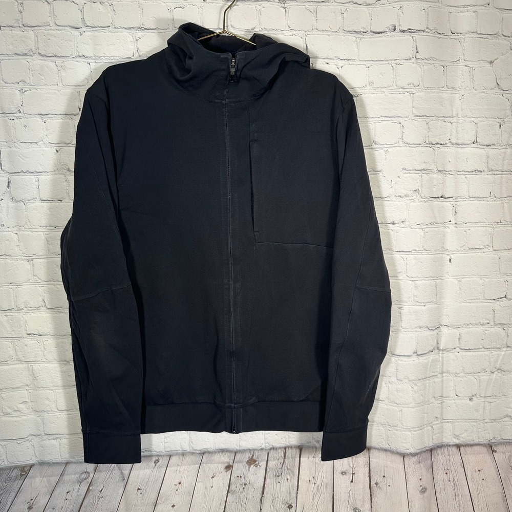 Lululemon Mens Sojourn Full Zip Hoodie Black Athletic Jacket XL LOGO LM4671S